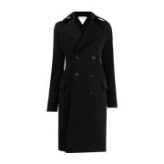 Zwarte dubbelrij jas van wol Bottega Veneta , Black , Dames