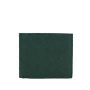 Groene Smaragd Bi-Fold Portemonnee met Intrecciato Motief Bottega Vene...