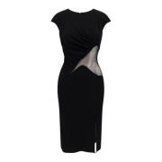Zwarte jurk met korte mouwen en voorste split Givenchy , Black , Dames