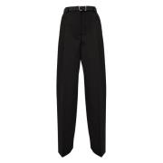 Klassieke zwarte broek met wijde pijpen en riem Jil Sander , Black , D...