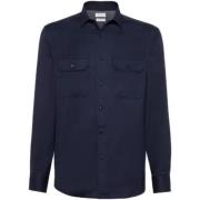 Navy knoopshirt Brunello Cucinelli , Blue , Heren