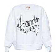 Sweatshirt met logo Alexander McQueen , White , Dames