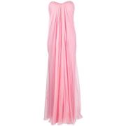 Roze zijden jurk met gedrapeerd ontwerp Alexander McQueen , Pink , Dam...