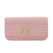 Logo-Plaque Clutch Tas Dolce & Gabbana , Pink , Dames
