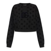Sweatshirt met fluwelen patroon Dolce & Gabbana , Black , Dames