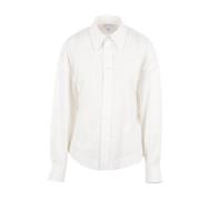 Witte Poplin Katoenen Overhemd met Balloneffect Bottega Veneta , White...