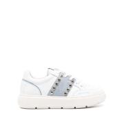 Band Sneakers - Wit/Blauwe Lucht - Studs Love Moschino , White , Dames