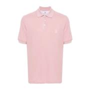 Italiaans Katoenen Piquet Polo Shirt Brunello Cucinelli , Pink , Heren