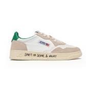 Witte Leren Sneakers met Groene Details Autry , White , Heren