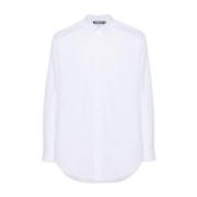 Witte Katoenen Poplin Overhemd met Geborduurd Logo Moschino , White , ...