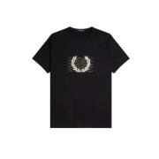 Zwarte Grafische T-Shirt Fred Perry , Black , Heren