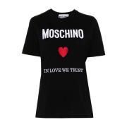 Zwarte Top met Logo Print Moschino , Black , Dames