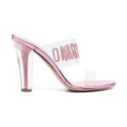 Roze Logo-Print Mules Moschino , Pink , Dames