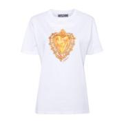 Witte Logo Print Top Moschino , White , Dames