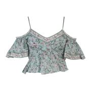 Bloemenprint Crop Top met V-Hals Isabel Marant , Green , Dames