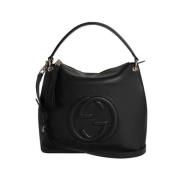 Zwarte Leren Handtas met Verstelbare Schouderband Gucci , Black , Dame...