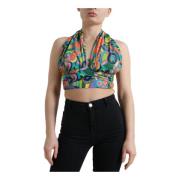 Multicolor Halter Crop Top Dolce & Gabbana , Multicolor , Dames