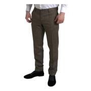 Italiaanse Wol Chino Broek Dolce & Gabbana , Brown , Heren