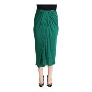 Donkergroene Geplooide Midi Rok Dolce & Gabbana , Green , Dames