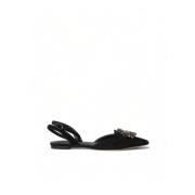 Kristallen Point-Toe Slingback Flats Dolce & Gabbana , Black , Dames