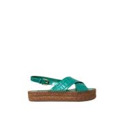 Groene Leren Plateau Sandalen Dolce & Gabbana , Green , Dames