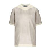 Grijze Katoenen Logo T-Shirt Prada , Gray , Dames