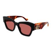 Chunky Cat Eye Zonnebril in Bruin en Roze Gucci , Black , Dames