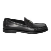 Zwarte Loafer Schoenen met Zilveren DG Logo Dolce & Gabbana , Black , ...