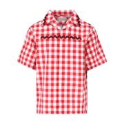 Rode Geruite Katoenen Overhemd Prada , Red , Heren