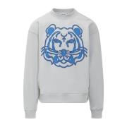 Grijze Katoenen Sweatshirt met Ribboorden Kenzo , Gray , Heren