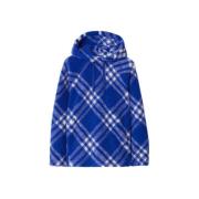 Blauw Geruite Fleece Hoodie Burberry , Blue , Heren