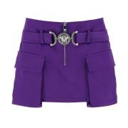 Paarse Satijnen Rok met Cargo Zakken Versace , Purple , Dames