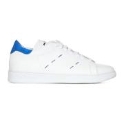 Witte Kalfsleren Sneakers met Blauwe Suède Hiel Kiton , White , Heren