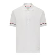 Rib Cuff Polo Shirt Thom Browne , White , Heren