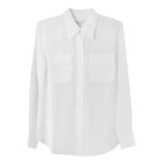 Slim Signature Zijden Blouse Equipment , White , Dames