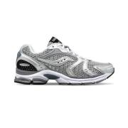 Zilveren Sneakers met Zwarte Details Saucony , Gray , Heren