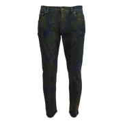 Blauw Groene Skinny Katoenen Denim Jeans Dolce & Gabbana , Green , Her...