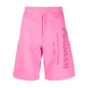 Roze Logo-Print Katoenen Shorts Alexander McQueen , Pink , Heren