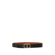 Omkeerbare Oval T Snap Gesp Riem Twinset , Black , Dames