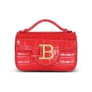 B-Buzz mini bag in crocodile-print leather Balmain , Red , Dames