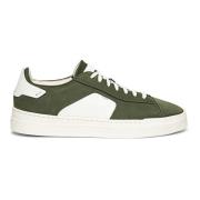 Dynamische Leren Sneaker met Intarsia Detail Santoni , Green , Heren