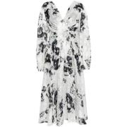 Bloemen Georgette Midi Jurk Ermanno Scervino , White , Dames