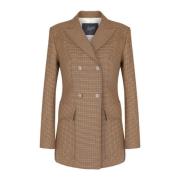 Klassieke Houndstooth Blazer Seafarer , Beige , Dames