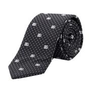 Zijden stropdas met logo Dolce & Gabbana , Black , Heren