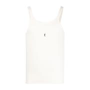 Logo-geborduurde geribbelde tanktop Saint Laurent , White , Heren