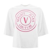 Glitter Logo Print T-shirts en Polos Versace Jeans Couture , White , D...