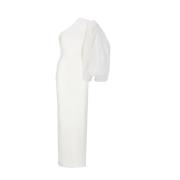 Crèmewitte Asymmetrische Jurk met Ballonmouw Solace London , White , D...