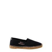 Leren Espadrilles met Logo Print Saint Laurent , Black , Heren