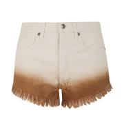 Heldere Kleuren Denim Shorts Alanui , Beige , Dames