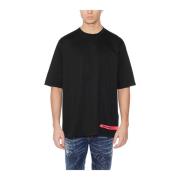 Vintage Kant U-Single Merino Zijde T-Shirt Dsquared2 , Black , Heren